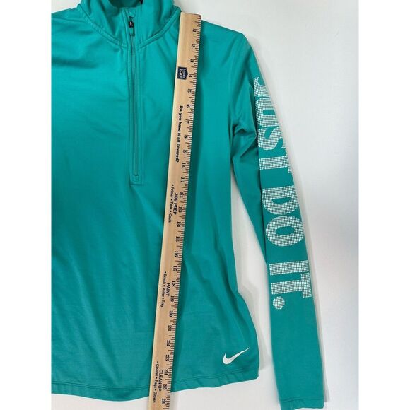 Nike Pro Top Women's Medium 1/4 Zip Shirt‎ Running Pullover Just Do It  Green - Picture 8 of 10